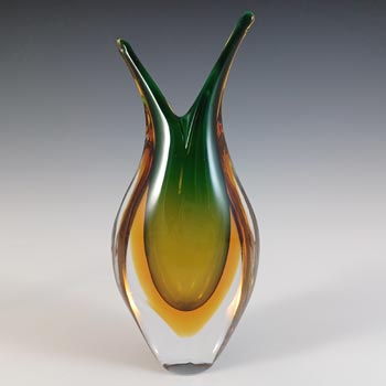 (image for) Murano Venetian Green & Amber Sommerso Glass Vase