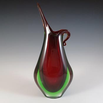 (image for) Murano Venetian Red & Uranium Green Sommerso Glass Vase