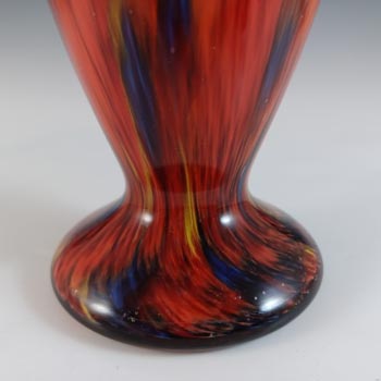 Czech Red, Blue & Yellow Spatter / Splatter Glass Vase