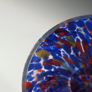 Kralik Czech Art Deco Blue Spatter / Splatter Glass Vase