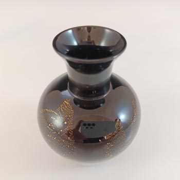 Stuart Strathearn Ebony (Black) & Gold Leaf Vintage Glass Vase