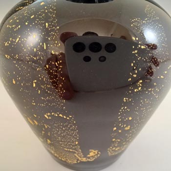 Stuart Strathearn Ebony (Black) & Gold Leaf Vintage Glass Vase