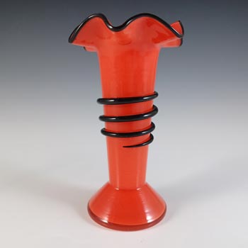 Czech / Bohemian 1930's Red & Black Tango Glass Vase