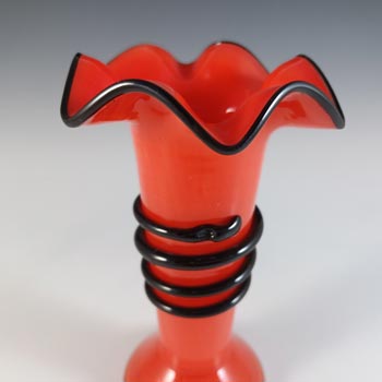 Czech / Bohemian 1930's Red & Black Tango Glass Vase