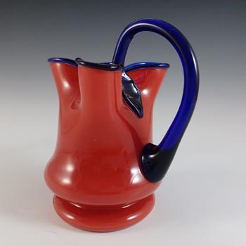 Czech / Bohemian Art Deco Red & Blue Tango Glass Vase