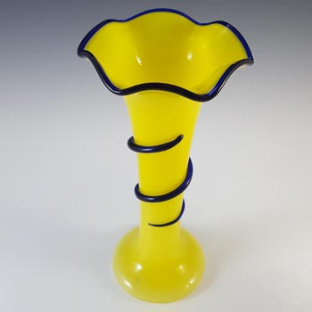 Czech / Bohemian Pair of Yellow & Blue Tango Glass Vases