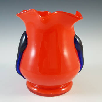 Czech / Bohemian 1930\'s/40\'s Red & Blue Tango Glass Vase