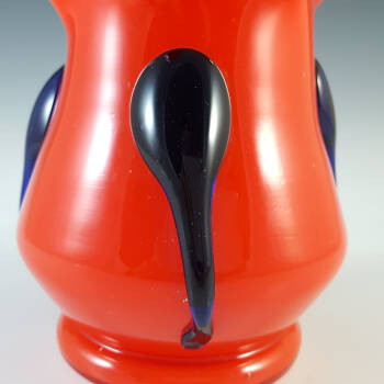 Czech / Bohemian 1930's/40's Red & Blue Tango Glass Vase