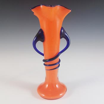 Czech/Bohemian 1930's Orange & Blue Tango Glass Vase