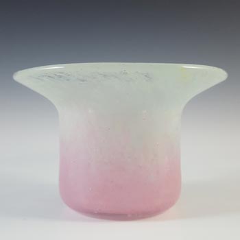 SIGNED Vasart Pink & Green Mottled Glass Posy Bowl B035