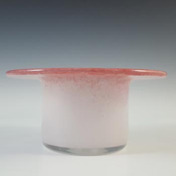 SIGNED Vasart Pink & White Mottled Glass Posy Bowl B033