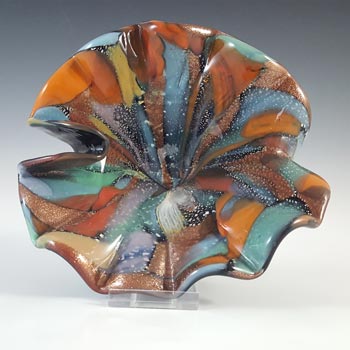 (image for) Murano Vintage Copper Aventurine & Coloured Murrines Black Glass Bowl