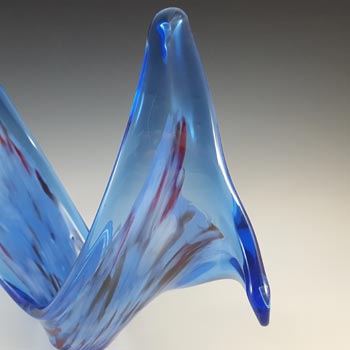 Viartec Murano Style Blue Spanish Glass Horn Sculpture Bowl