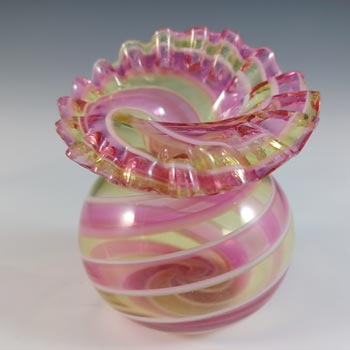 Richardson's Victorian Yellow, Pink & White Spiral Glass Vase