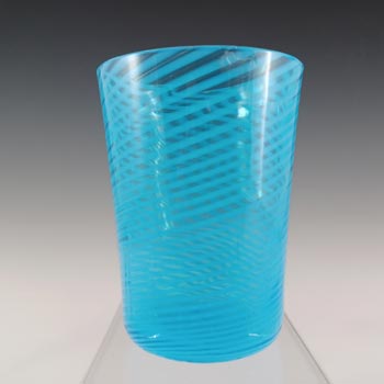 Victorian Blue Striped Glass Vintage Tumbler Vase