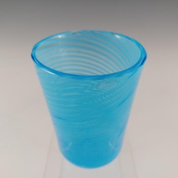 Victorian Blue Striped Glass Vintage Tumbler Vase