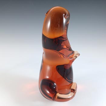 MARKED Wedgwood Topaz / Amber Glass Otter Paperweight RSW416