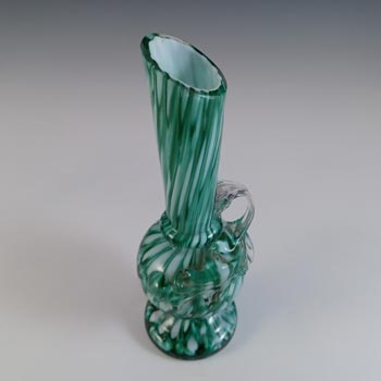 Welz Czech Honeycomb Green & White Spatter Glass Vase