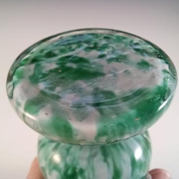 Welz Czech Honeycomb Green & White Spatter Glass Vase