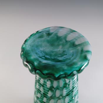 Welz Bohemian Honeycomb Green & White Spatter Glass Vase