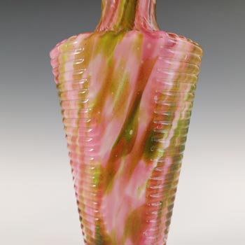 Welz Czech / Bohemian Pink & Green Aventurine Spatter Glass Vase