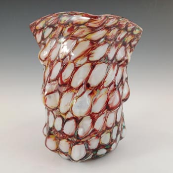 Welz Large Czech Honeycomb Spatter Glass Knuckle Vase