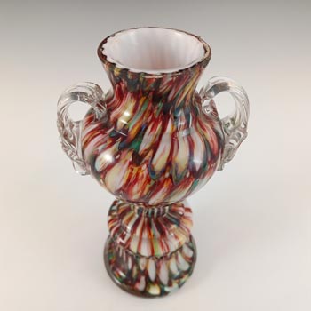 Welz Bohemian Honeycomb Spatter Glass Trophy Vase