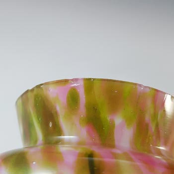 Welz Pair of Bohemian Pink & Green Aventurine Spatter Glass Vases