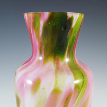 Welz Bohemian Pink & Green Aventurine Spatter Glass Vase
