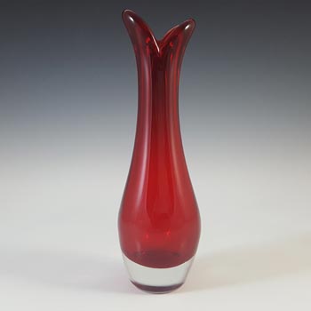 Whitefriars #9556 Ruby Red Cased Glass 7.25" Beak Vase
