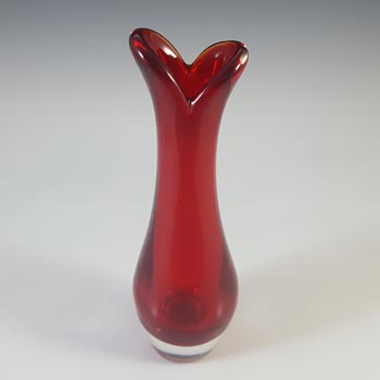 Whitefriars #9556 Baxter Ruby Red Glass 7.25" Beak Vase