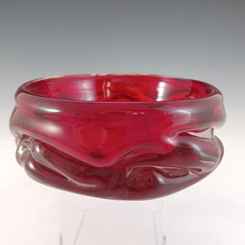 Whitefriars #9613 Wilson/Dyer Ruby Red Glass Knobbly Bowl - Label