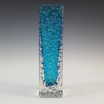 Whitefriars #9683 Baxter Kingfisher Blue Glass 6.75\" Nailhead Vase