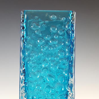Whitefriars #9683 Baxter Kingfisher Blue Glass 6.75" Nailhead Vase