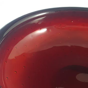 Whitefriars #9099 Large Ruby Red Glass Controlled Bubble Bowl