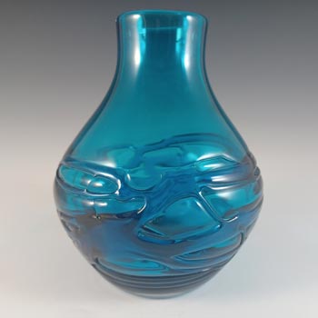 Whitefriars #9803 Baxter Kingfisher Glass Random Strapped Vase