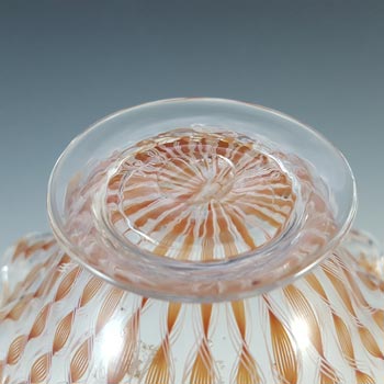 Murano Venetian Pink & White Glass Vintage Zanfirico Bowl