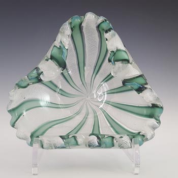 Fratelli Toso? Murano Green & White Glass Zanfirico Bowl
