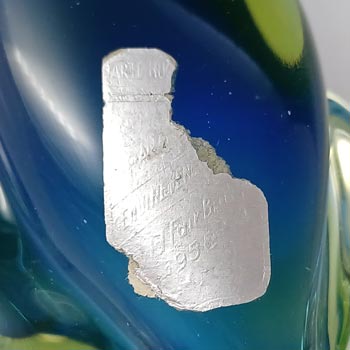 Arte Nuova Pustetto & Zanetti Murano Blue & Uranium Sommerso Glass Duck