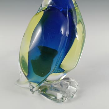Arte Nuova Pustetto & Zanetti Murano Blue & Uranium Sommerso Glass Duck