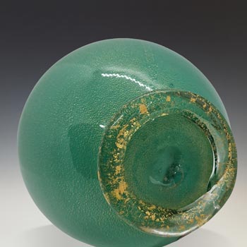 Arte Nuova Pustetto & Zanetti Murano Gold Leaf Green Glass Vase