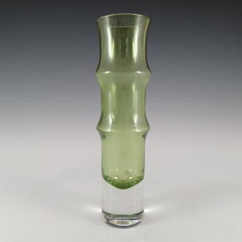 Aseda Swedish Green Glass Bamboo 7.5" Vase by Bo Borgstrom #B5/80