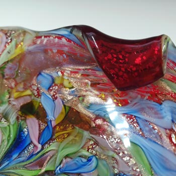 AVEM LARGE Murano Bizantino / Tutti Frutti Red Glass Waves Bowl