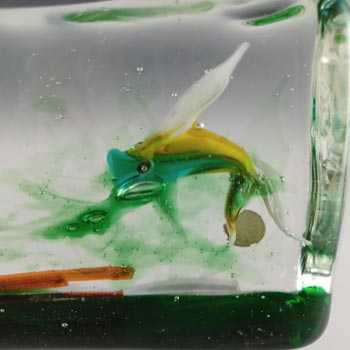 Murano Glass Vintage Fish Aquarium Block Paperweight
