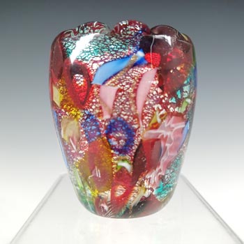AVEM Murano Zanfirico Bizantino / Tutti Frutti Red Glass Miniature Vase