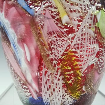 AVEM Murano Zanfirico Bizantino / Tutti Frutti Red Glass Mini Vase