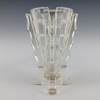 Bagley #3007 Art Deco 4.25" Vintage Clear Glass 'Bamboo' Vase