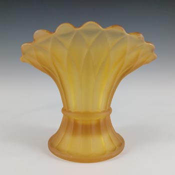 Bagley #3174 Art Deco Vintage Amber Glass 'Wheatsheaf' Vase