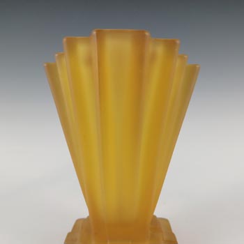 Bagley #334 Art Deco Frosted Amber Glass 'Grantham' Vase
