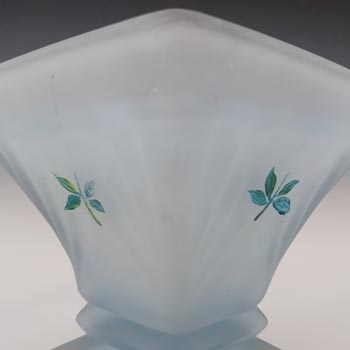 Bagley #3180 Art Deco Frosted Blue Glass 'Spinette' Vase
